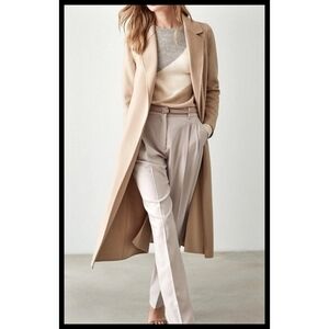 Reiss Esme Wool Blend Trouser Dress Pants Tapered Pleated Off White Cream Size 0